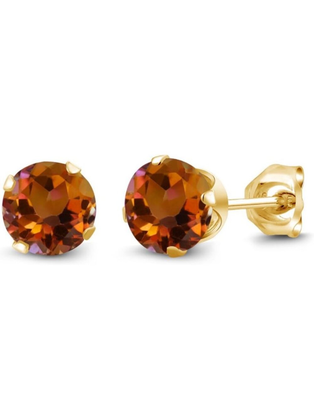 18K Gold Plated Birthstone Stud Earrings | 5MM Round Gemstone Jewelry Gifts